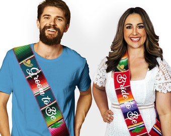 Couple&#39;s Fiesta Serape Sash, Bride to Be, Groom to Be, Fiesta Sarape Bachelor Sash, Mexico Final Fiesta, Mexico Bachelorette Party