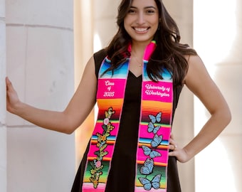 Pink Graduation Stole, Custom Graduation Stole, Class of 2025, Gift for Grad, Embroidered Grad Sash, Graduation Stoles for Pictures