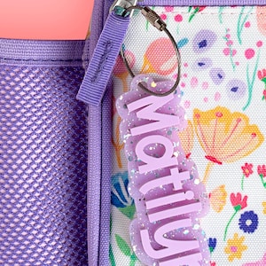 Glitter Name Keychain, Backpack Name Tags for Back to School