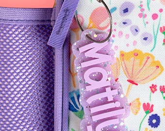 Glitter Name Keychain, Backpack Name Tags for Back to School
