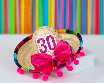 30th Fiesta Sombrero Hat, Custom Mini Sombrero, Cinco De Mayo Party Decor, Fiesta Celebration, Birthday Hat Any Age, Adios to my 20's