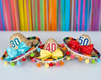 Birthday Fiesta Sombrero Hat, Custom Mini Sombrero, Cinco De Mayo Party Decor, Fiesta Celebration, Birthday Hat Any Age