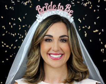 Bride To Be Veil - Bachelorette Party Crowns - Bridal Shower Veil - Bach Party - Gifts For the Bride