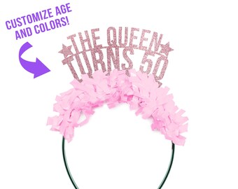 50th Birthday Tiara, 50th Birthday Party Decor, Custom Birthday Gift for her, Birthday Photo Prop, Party Crown, Years of Awesome