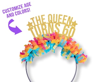60th Birthday Tiara, 60th Birthday Party Decor, Custom Birthday Gift for her, Birthday Photo Prop, Party Crown, Years of Awesome