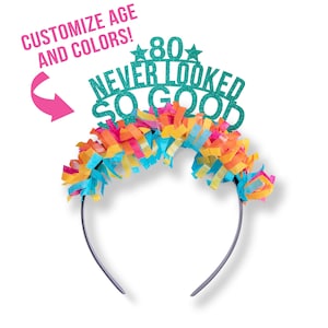 80th Birthday Tiara, 80th Birthday Party Decor, Custom Birthday Gift for her, Birthday Photo Prop, Party Crown, Years of Awesome