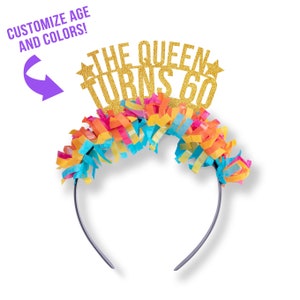 60th Birthday Tiara, 60th Birthday Party Decor, Custom Birthday Gift for her, Birthday Photo Prop, Party Crown, Years of Awesome