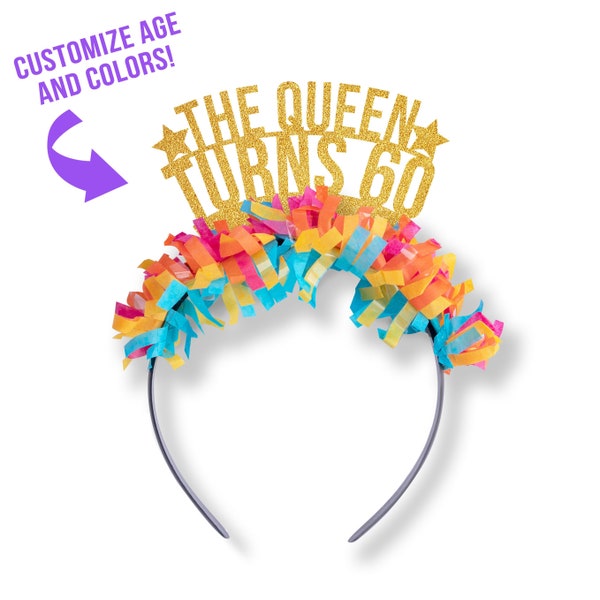 60th Birthday Tiara, 60th Birthday Party Decor, Custom Birthday Gift for her, Birthday Photo Prop, Party Crown, Years of Awesome