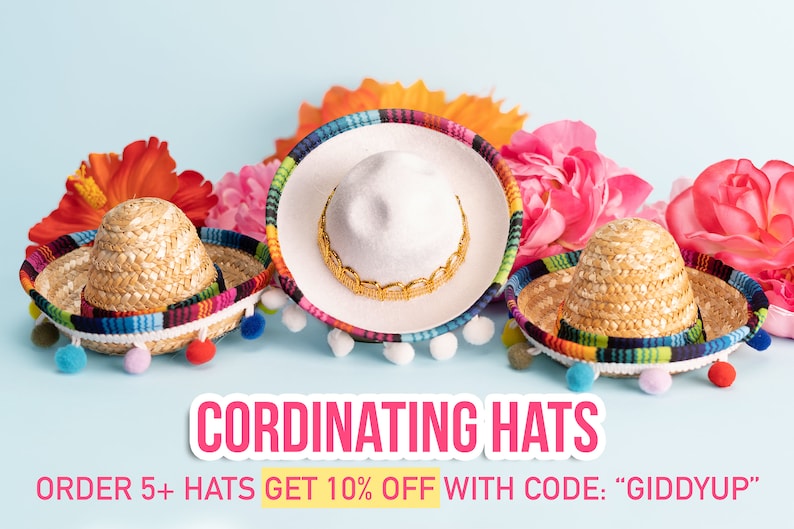 Bachelorette Mini Sombrero Hats Final Fiesta Bridal Party Favors Mexican Bridal Shower Taco Cactus theme Bachelorette image 4