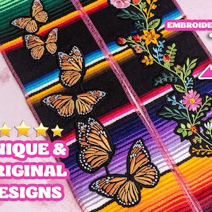mexican serape graduation stole embroidered appliques
