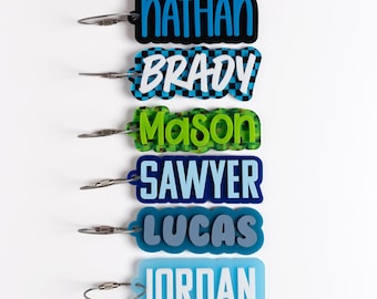 Kids Backpack Keychain, Back to School Name Tag for Boys, Custom Lunchbag Tag