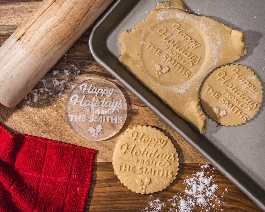 Custom Cookie Stamp Holiday Baking Stamp Family Name Stamp Christmas
