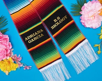 Custom Serape Graduation Stole, Mexican Graduation Stole, Class of 2024, Estola de Graduación, Personalized Stole