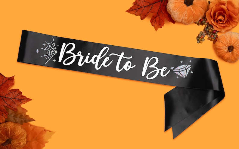 Custom Halloween Bride To Be Sash, Goth Accessories, Bewitched and Getting Hitched, Spooky Corpse Bride, Gothic, Bride or Die image 4
