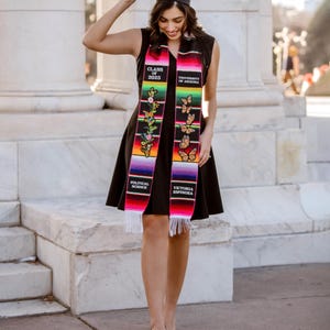 Mexican Serape Zerape Graduation stole with roses
