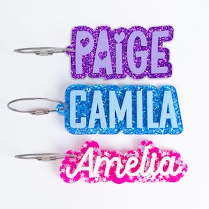 Name Keychain, Backpack Name Tags, Diaper Bag Tag, Personalized Name Plate, Custom Acrylic Key Chain, School Bag Name Tag, Bog Bag Tag
