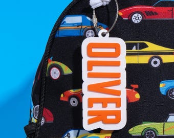 Backpack Keychain for Boys, Back to School, Backpack Keychain for Sports, ID Name Tag, Water Bottle Name Tag, Lunch Bag Tag for Boys