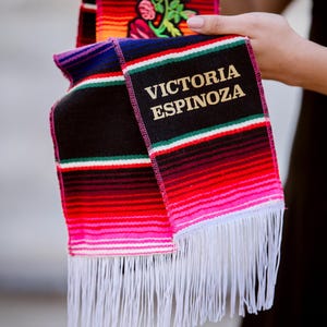 Mexican Serape Zerape Graduation stole with roses