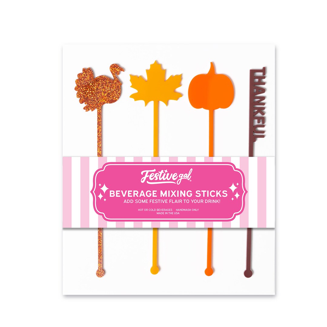 Thanksgiving Drink Stirrers Friendsgiving Swizzle Sticks Etsy