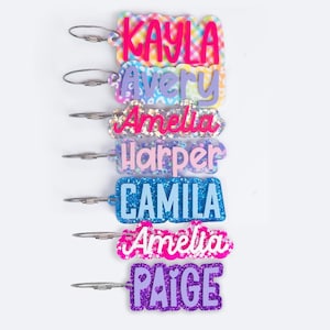 Name Keychain, Backpack Name Tags, Diaper Bag Tag,  Personalized Name Plate,  Custom Acrylic Key Chain,  School Bag Name Tag,  Bog Bag Tag