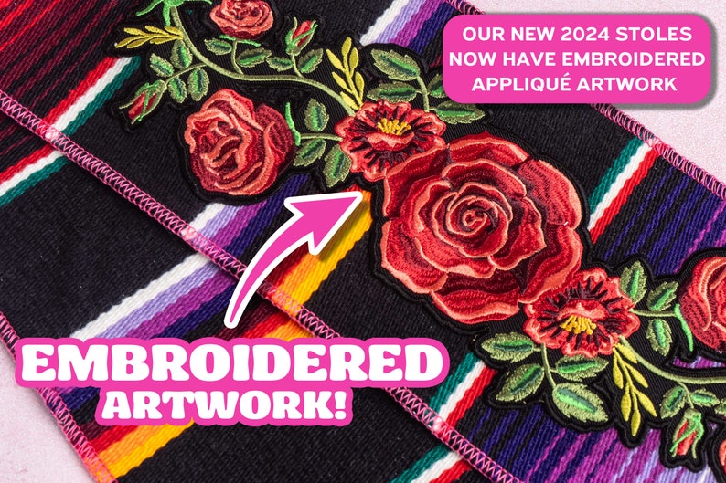 Mexican Serape Zerape Graduation stole with roses