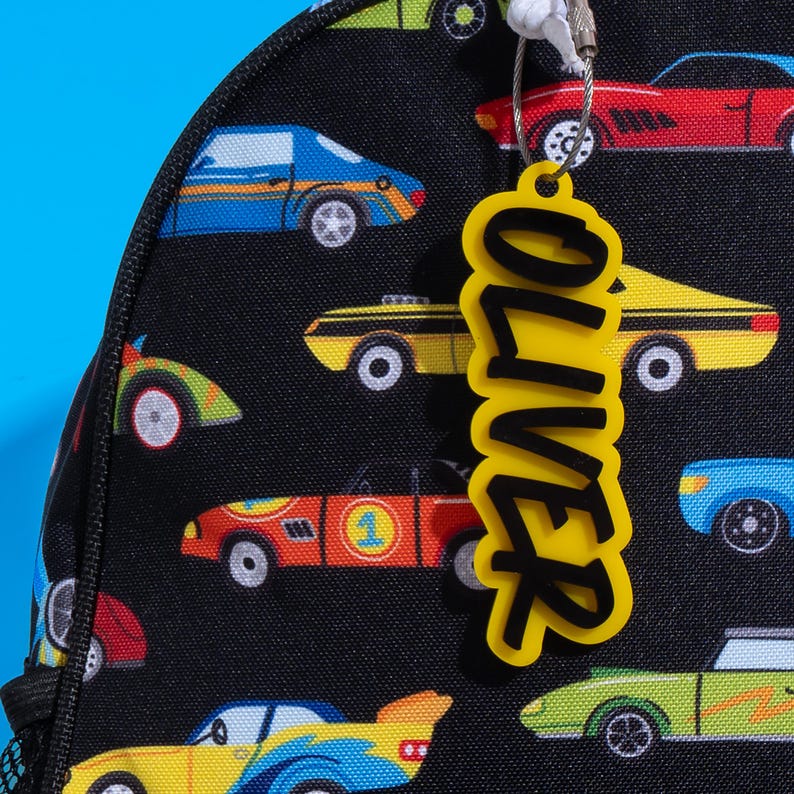 Name Tag for Backpack, Acrylic Keychain, Personalized Gift for Kids Boys, Name Keychain, Custom Bag Tag, Back to School, Name Tag for Kids image 9