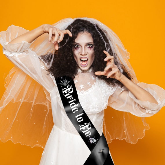 Custom Halloween Bride To Be Sash, Goth Accessories, Bewitched and Getting Hitched, Spooky Corpse Bride, Gothic, Bride or Die