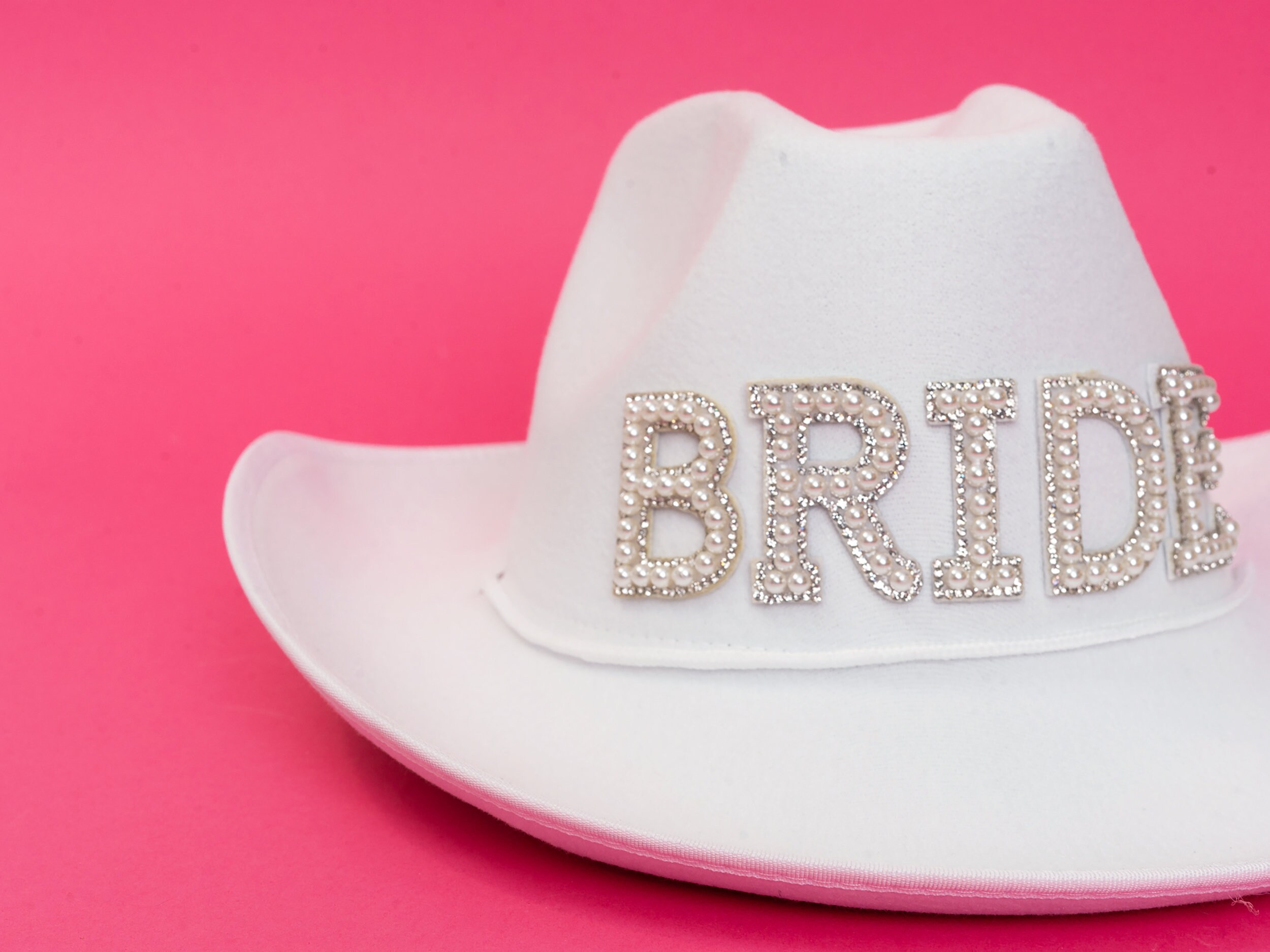 White Bride Cowgirl Hat, Nashville Bachelorette Cowboy Hat, Bride's Last Ride, Country Western Hat