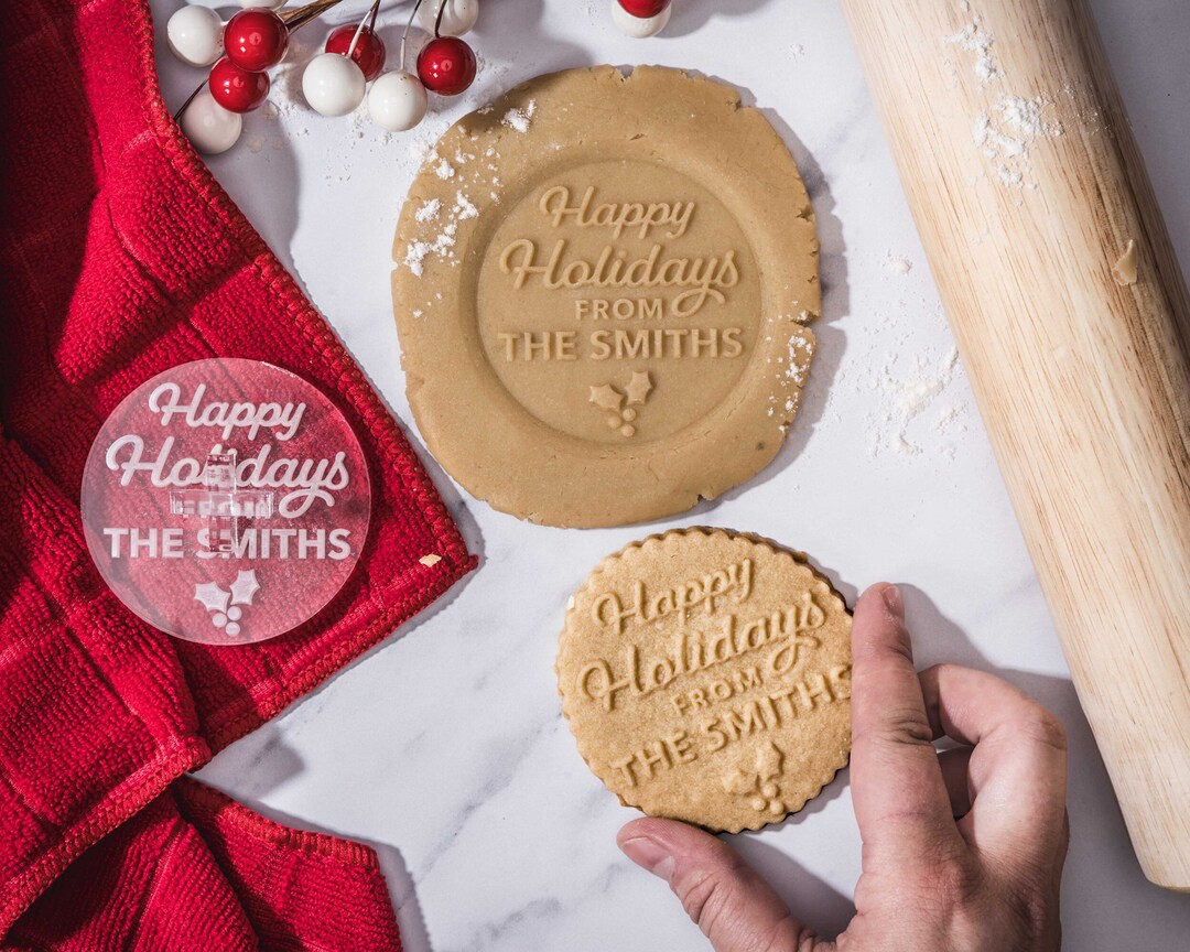 Custom Cookie Stamp Holiday Baking Stamp Family Name Stamp Christmas