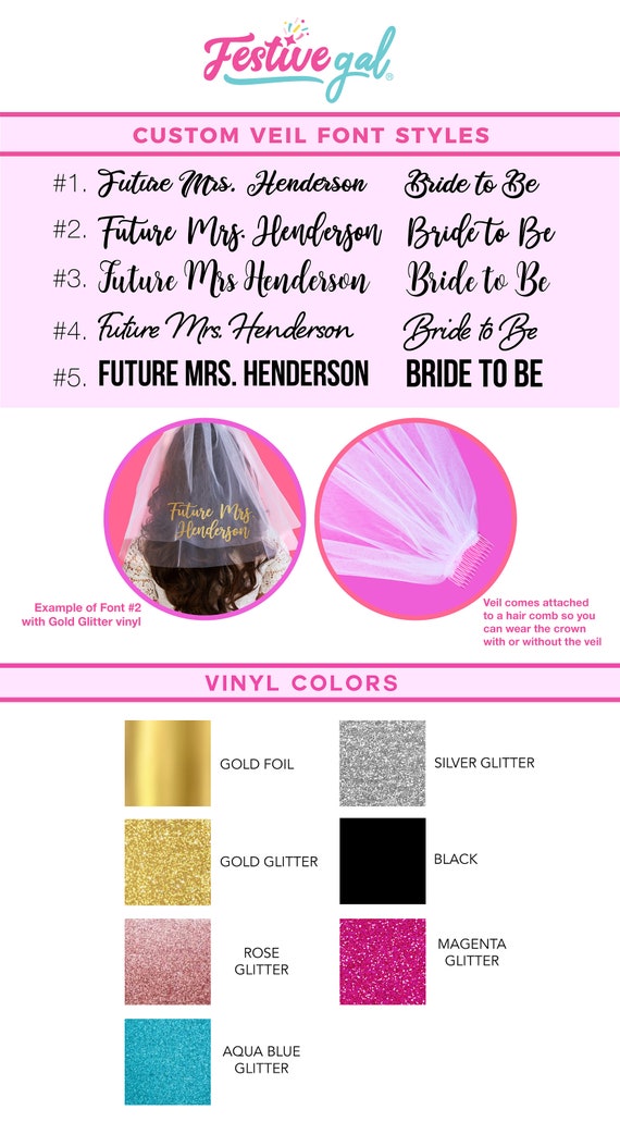 Bride To Be - Bachelorette Party Veil Gift/Pink & Gold Cute Bach