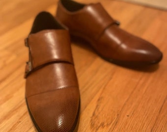 Brown cognac adjustable dress shoes men size 10