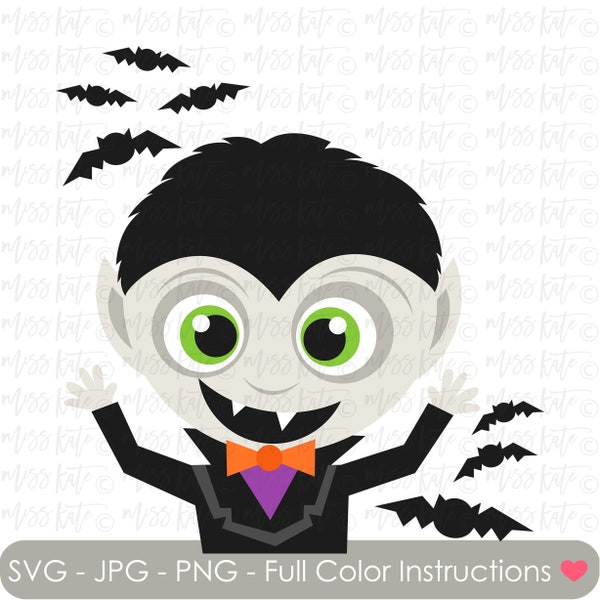 Vampire 3 - SVG PNG JPG files *for Very Spooky Scary Vampire Bat Baby Blood Monster Halloween Scrapbook Cricut Silhouette