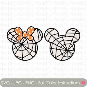 Spiderweb Mouse Heads - SVG PNG JPG files *for Very Spooky Scary Spider Web Cute Spiders Bow Halloween Scrapbook Cricut Silhouette