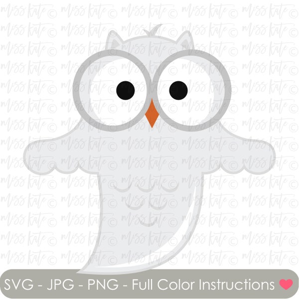 Halloween Ghost Owl - SVG PNG JPG files *for Autumn Pumpkin Spooky Scary Lantern Trick or Treat Scrapbook Sweater Weather Cricut Silhouette