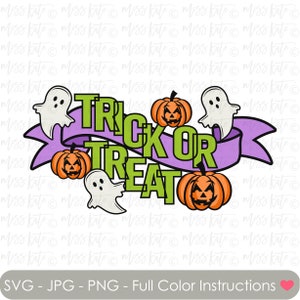 Dolcetto o scherzetto titolo 2 - file SVG PNG JPG * per molto spettrale spaventoso Candy Costume fantasma Dolcetto scherzetto Halloween Scrapbook Cricut Silhouette