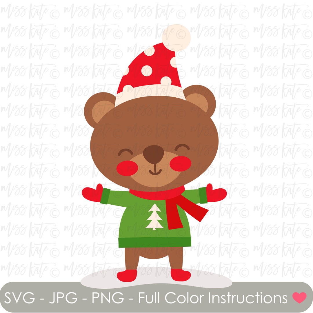 Christmas Bear SVG PNG JPG Files for Christmas Eve Holidays - Etsy