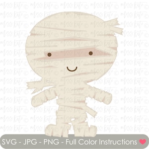 Cute Mummy - SVG PNG JPG files for Spooky Scary Zombie Mummy Egypt Baby Halloween Jack O Lantern Trick or Treat Scrapbook Cricut Silhouette