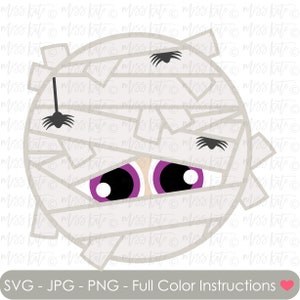 Mummy Head - SVG PNG JPG files *for Spooky Scary Mummy Spiders Halloween Trick or Treat Scrapbook Cricut Silhouette