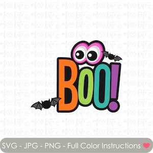 Boo Title 2 - SVG PNG JPG files *for Spooky Scary Spider Black Pumpkin Halloween Jack O Lantern Trick or Treat Scrapbook Cricut Silhouette