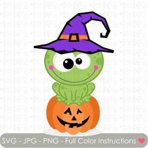 Halloween Frog - SVG PNG JPG files *for Autumn Pumpkin Spooky Scary Witch Lantern Trick or Treat Scrapbook Sweater Weather Cricut Silhouette