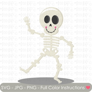 Dancing Skeleton - SVG PNG JPG files for Spooky Scary Pumpkin Cute Bones Halloween Jack O Lantern Trick or Treat Scrapbook Cricut Silhouette
