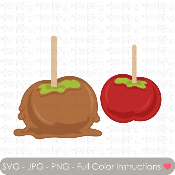 Candied Apples - SVG PNG JPG files *for Spooky Scary Witch Candy Pumpkin Halloween Jack O Lantern Trick or Treat Scrapbook Cricut Silhouette