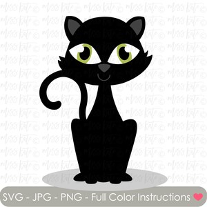 Black Cat 1 - SVG PNG JPG files *for Spooky Scary Cat Bad Luck Witch Pumpkin Halloween Lantern Trick or Treat Scrapbook Cricut Silhouette