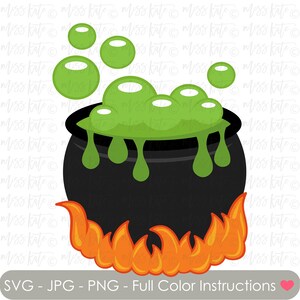 Halloween Cauldron- SVG PNG JPG files *for Autumn Pumpkin Spooky Scary Witch Trick or Treat Scrapbook Card Sweater Weather Cricut Silhouette