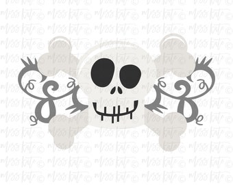 Skull And Crossbones - SVG PNG JPG files *for Very Spooky Scary Skeleton Skull Bones Pirates Captain Halloween Scrapbook Cricut Silhouette