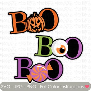 Boo Title Set - SVG PNG JPG files *for Spooky Scary Spider Black Pumpkin Halloween Jack O Lantern Trick or Treat Scrapbook Cricut Silhouette