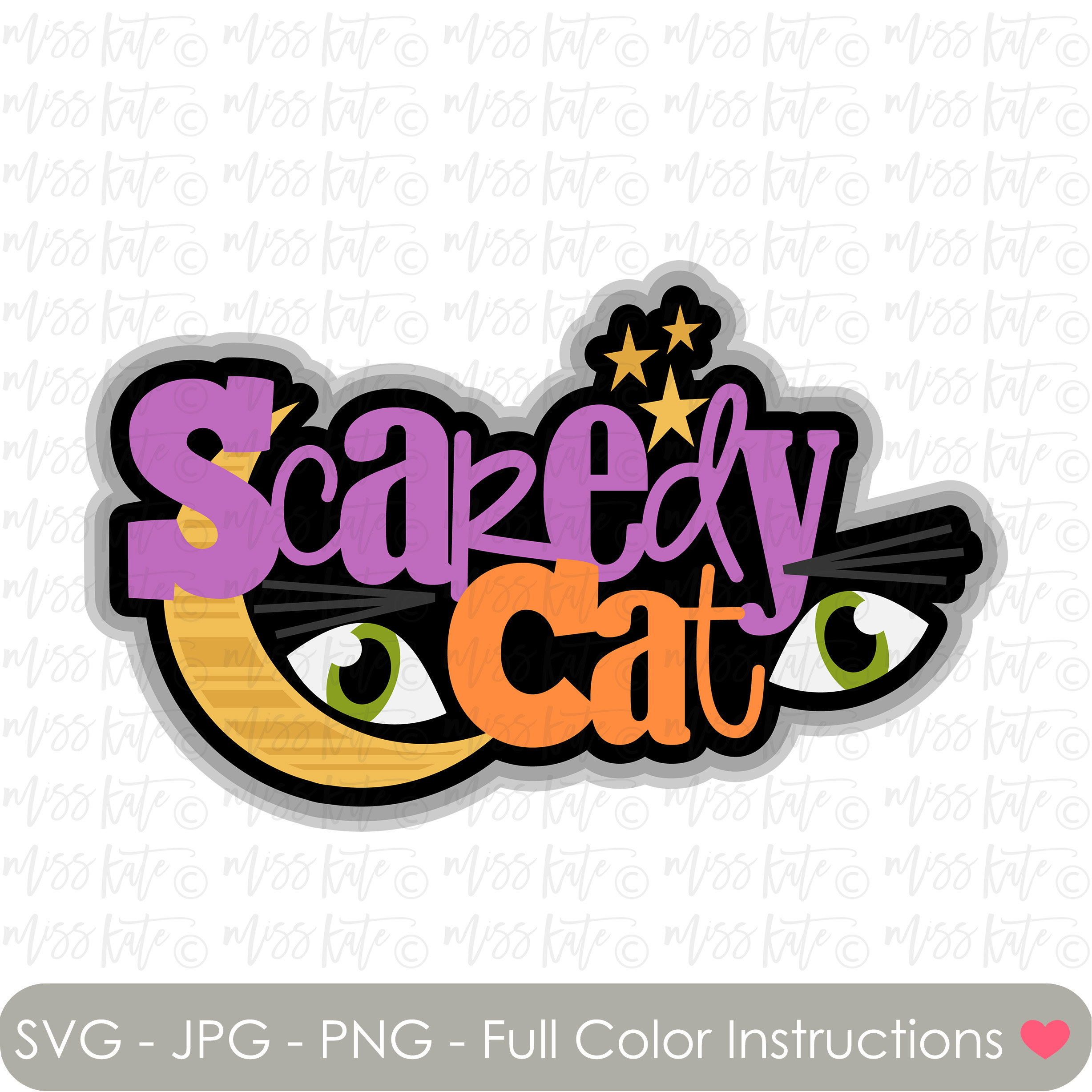 Scaredy Cat Title - SVG PNG JPG Files *for Very Spooky Scary Black Cat ...