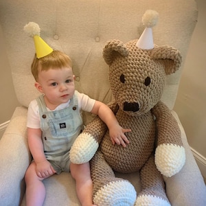 Baby Monthly Milestone Photo Prop Large Handmade Crocheted Bear  30 Inch