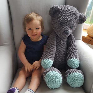 Large Handmade Crocheted Bear Plush Stuffed Animal Soft Baby or Child Gift 30 Inch