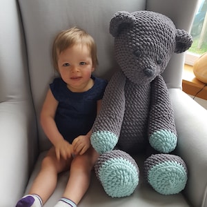 Large Handmade Crocheted Bear Plush Stuffed Animal Soft Baby or Child Gift 30 Inch